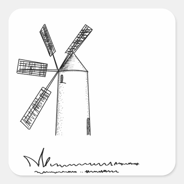 mill on white background square sticker (Front)