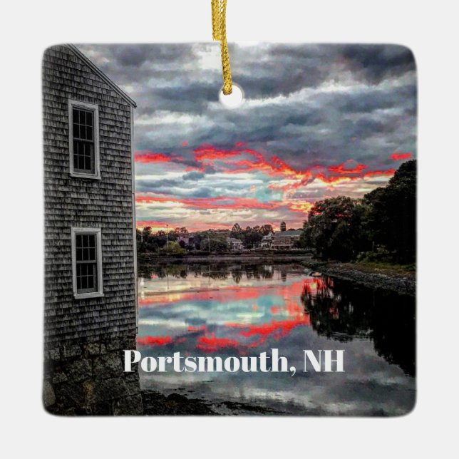 Mill Pond Sunset, Portsmouth, NH Ornament (Front)