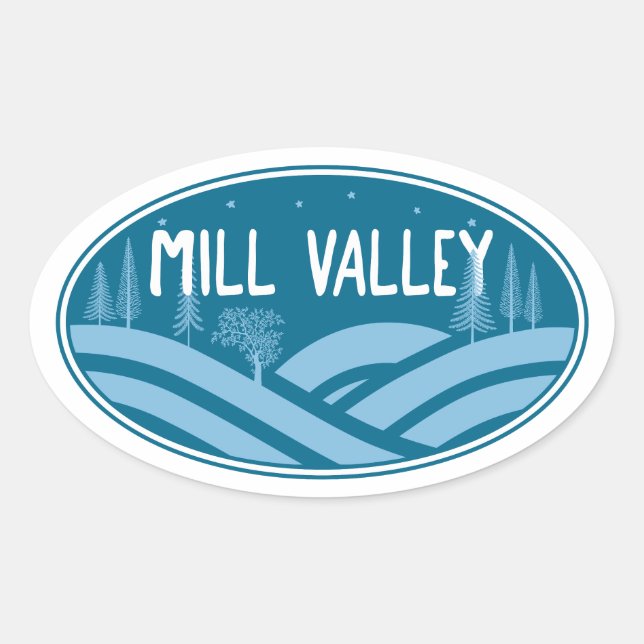 Mill Valley California Outdoors Oval Sticker (Front)