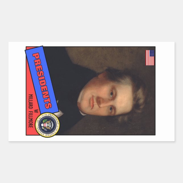 Millard Fillmore Baseball Card Rectangular Sticker (Front)
