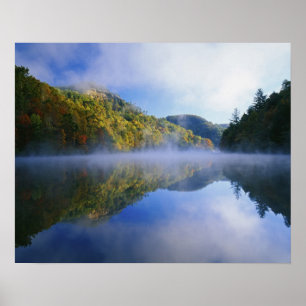 Millcreek Lake and autumn colours at sunrise, Poster