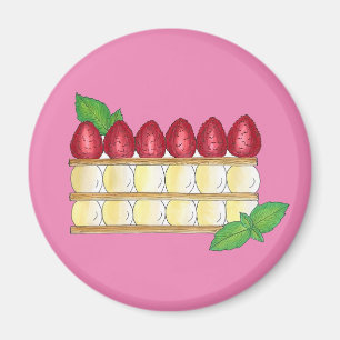 Mille Feuille French Food Puff Pastry Raspberries Magnet