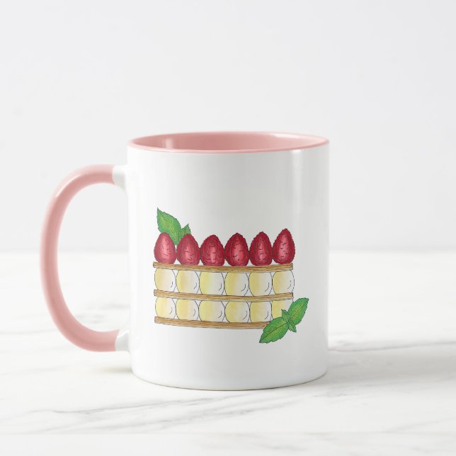 Mille Feuille French Food Puff Pastry Raspberries Mug (Left)