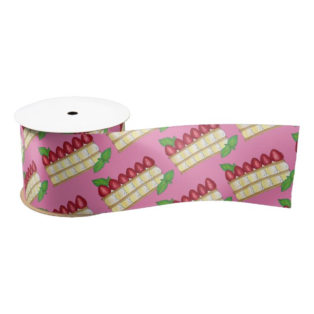 Mille Feuille French Food Puff Pastry Raspberries Satin Ribbon (Spool)