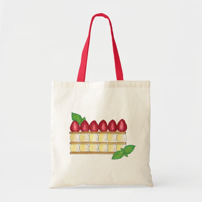 Mille Feuille French Food Puff Pastry Raspberries Tote Bag (Front)