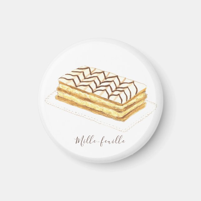 Mille-feuille pastry watercolor magnet (Front)