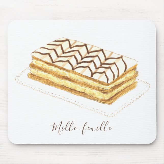Mille-feuille pastry watercolor mouse mat (Front)