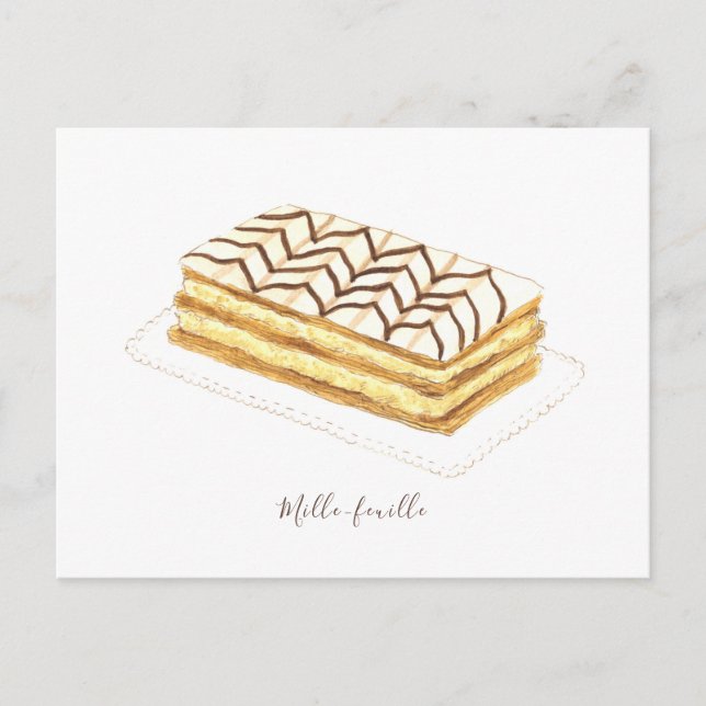 Mille-feuille pastry watercolor postcard (Front)