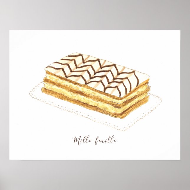Mille-feuille pastry watercolor poster (Front)