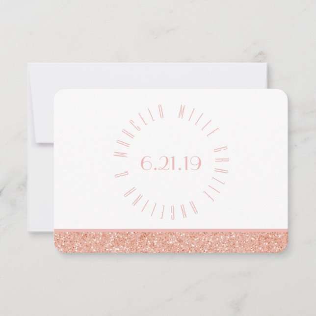 Mille Grazie Italian Rose Gold Glitter Thank You Card (Front)