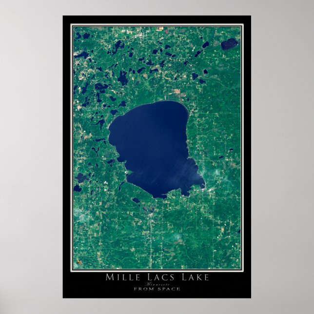 Mille Lacs Lake Minnesota Satellite Poster Map (Front)