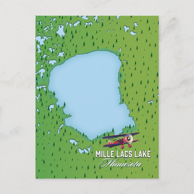 mille lacs lake Minnesota travel map. Postcard (Front)