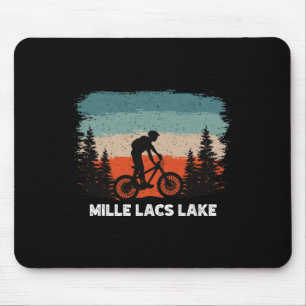 Mille Lacs Lake Mountain Biking Sunset Retro Vinta Mouse Mat