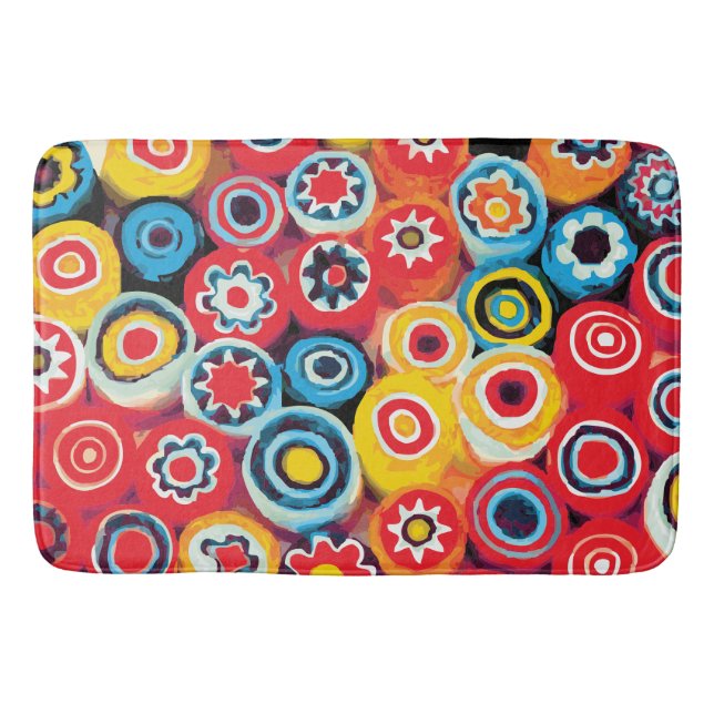 Millefiori Abstract Fine Flower Floral Bath Mat (Front)
