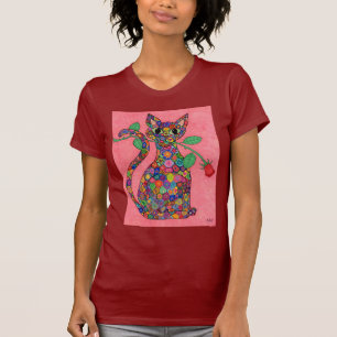 Millefiori Cat with Red Rose T-Shirt