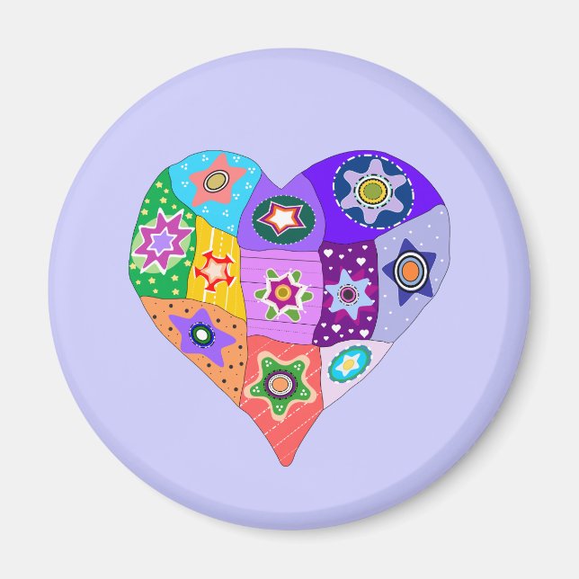Millefiori quilt heart magnet (Front)