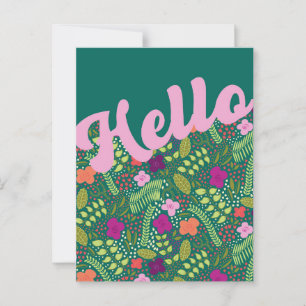 Millefleur Stylised Flowers Hello Thinking of You Postcard
