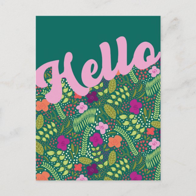 Millefleur Stylised Flowers Hello Thinking of You Postcard (Front)