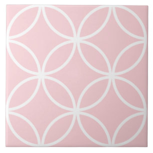 Millenial pink and white petals circle diamond tile