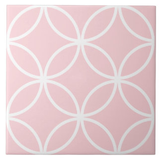 Millenial pink and white petals circle diamond tile