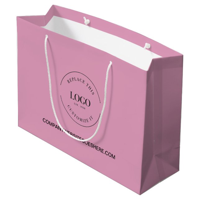 Millenial Pink Business Company website Your Logo  Large Gift Bag (Back Angled)