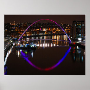 Millenium Bridge by night over the River Tyne Poster