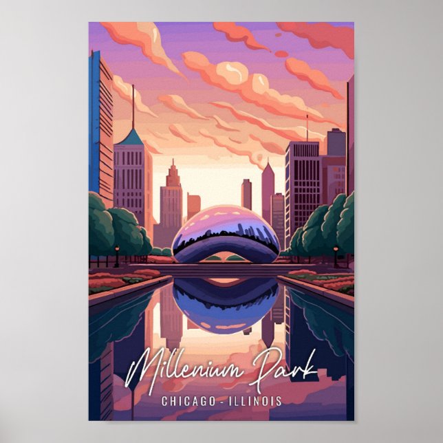 Millenium Park Chicago Illinois Art vintage travel Poster (Front)