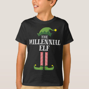Millennial Elf Matching Family Christmas Party Paj T-Shirt