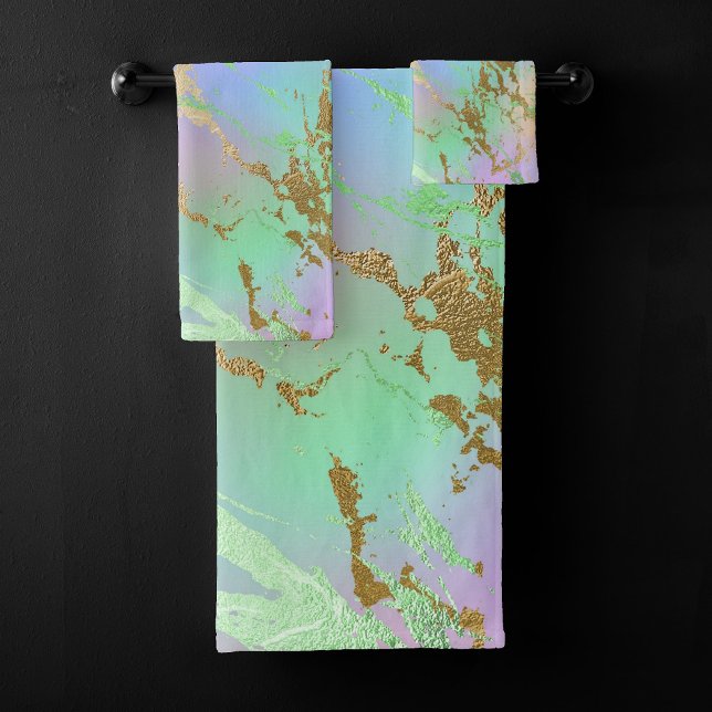 Millennial Marble | Playful Rainbow Pastel Ombre Bath Towel Set (Creator Uploaded)