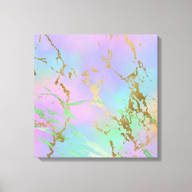 Millennial Marble | Playful Rainbow Pastel Ombre Canvas Print (Front)
