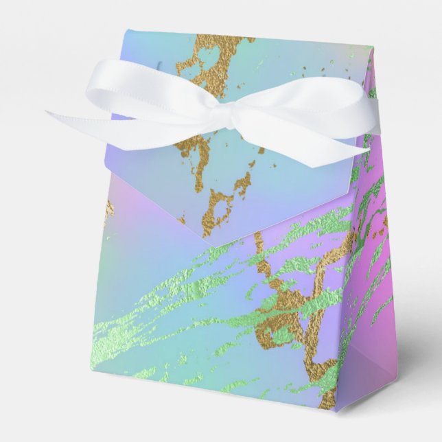 Millennial Marble | Playful Rainbow Pastel Ombre Favour Box (Front Side)