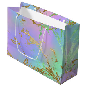 Millennial Marble   Playful Rainbow Pastel Ombre Large Gift Bag