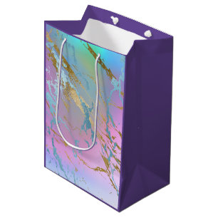 Millennial Marble   Playful Rainbow Pastel Ombre Medium Gift Bag