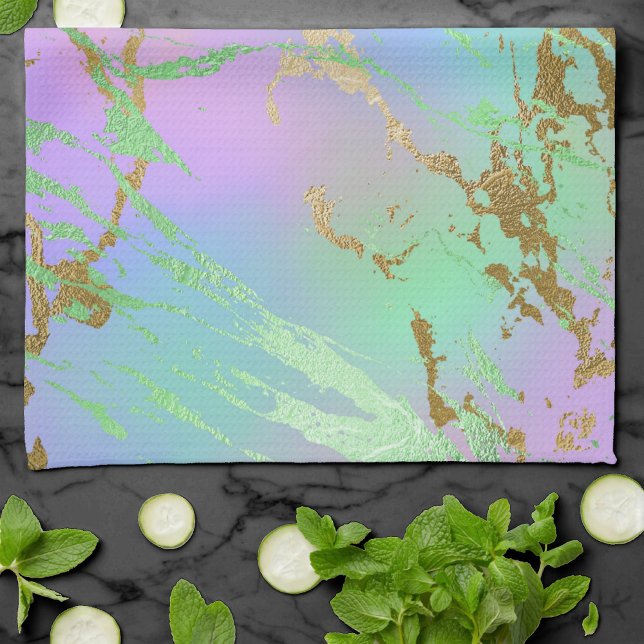 Millennial Marble | Playful Rainbow Pastel Ombre Tea Towel (Creator Uploaded)