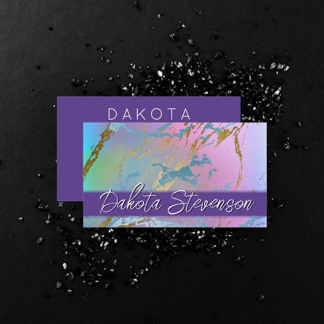 Millennial Marble | Rainbow Pastel Ombre Branding Business Card (Creator Uploaded)
