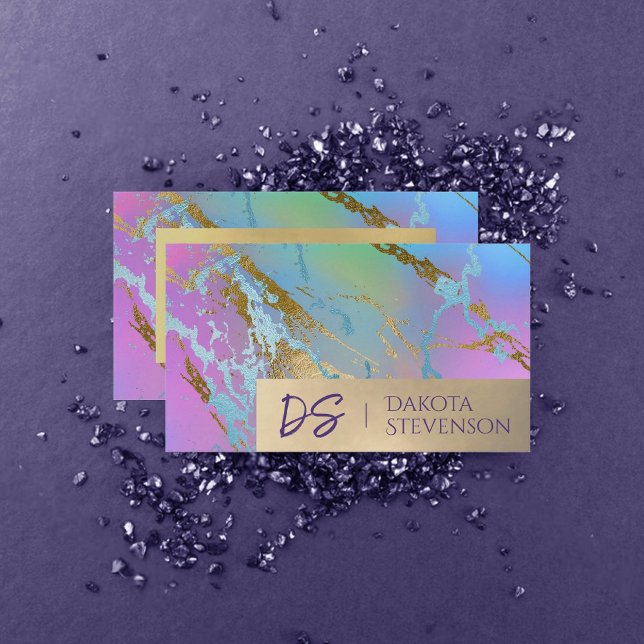 Millennial Marble | Rainbow Pastel Ombre Branding Business Card (Creator Uploaded)