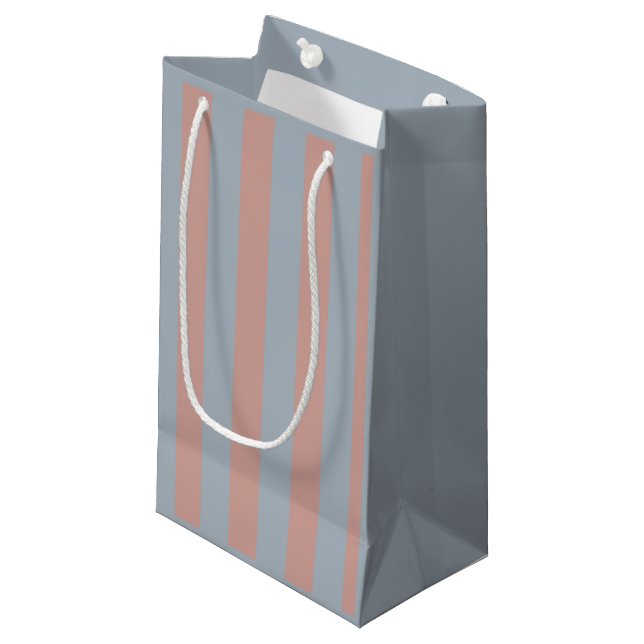 Millennial Pink And Ice Blue Colour Block Stripes  Small Gift Bag (Front Angled)
