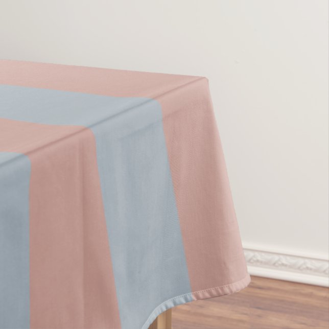 Millennial Pink And Ice Blue Colour Block Stripes  Tablecloth (In Situ)