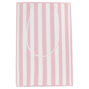 Millennial Pink and White Stripe Medium Gift Bag