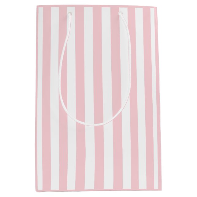 Millennial Pink and White Stripe Medium Gift Bag (Front)