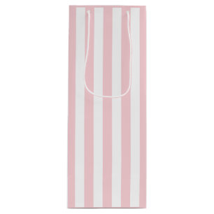 Millennial Pink and White Stripe Wine Gift Bag