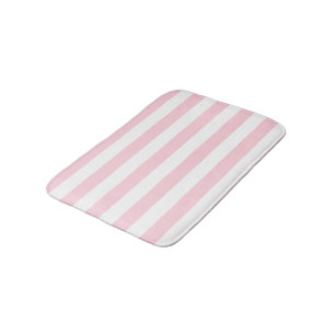 Millennial Pink and White Stripes Bath Mat