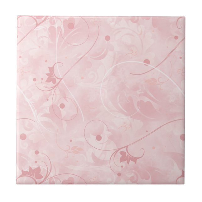 Millennial Pink Feminine Floral Pattern Tile (Front)