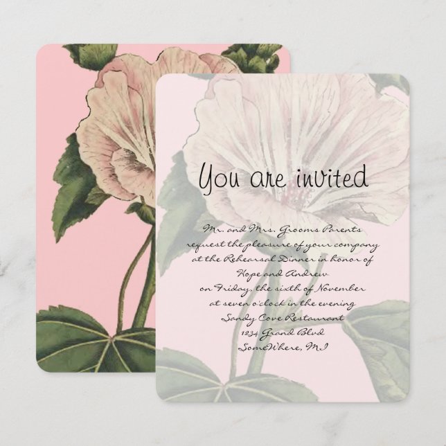 Millennial Pink Rehearsal Dinner Invitation (Front/Back)