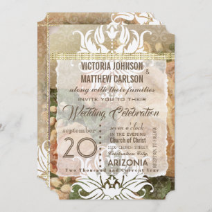 Millennial Pink Rose Gold Photo Wedding Invitation