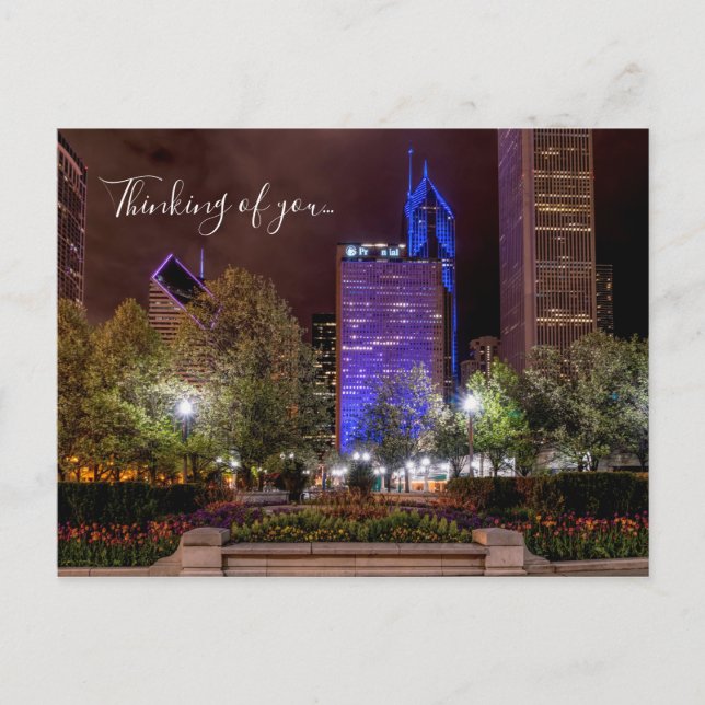 Millennium Park Spring Season Night Thinking Of U Postcard (Front)