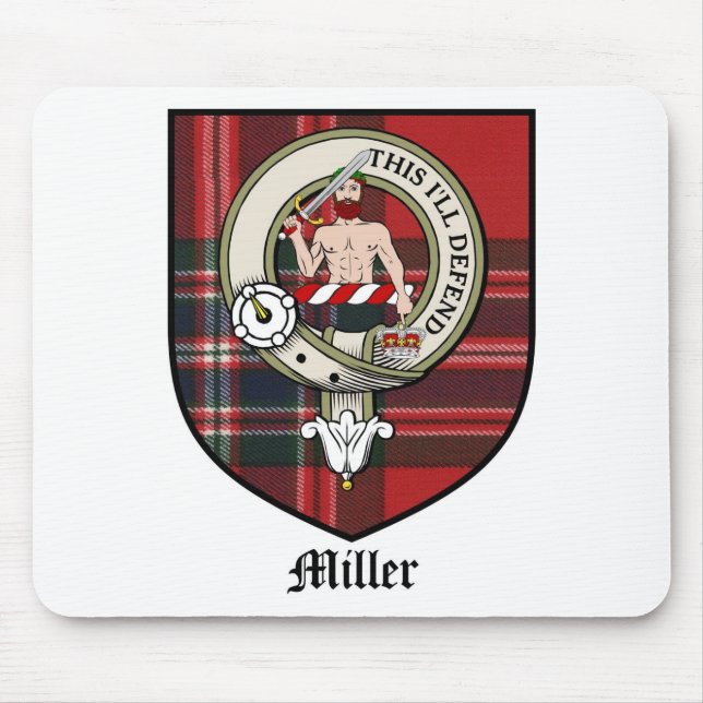 Miller Clan Crest Badge Tartan Mouse Mat (Front)