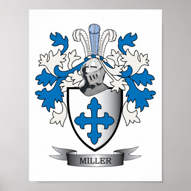 Miller Family Crest Coat of Arms Poster (Front)