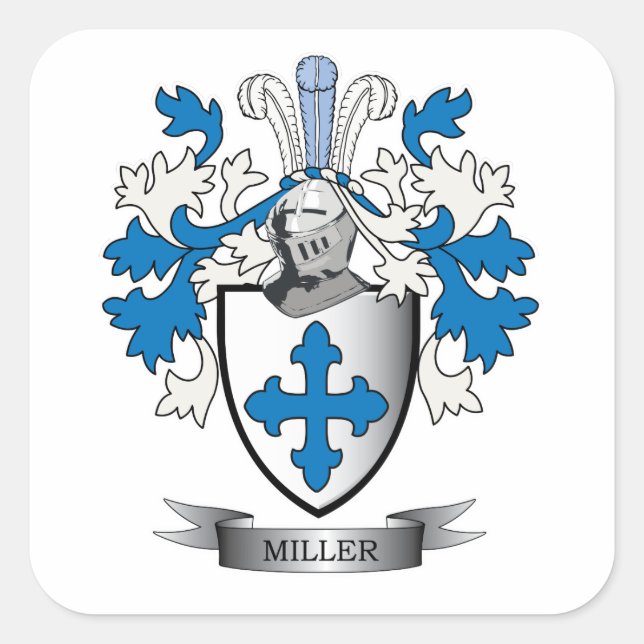 Miller Family Crest Coat of Arms Square Sticker (Front)