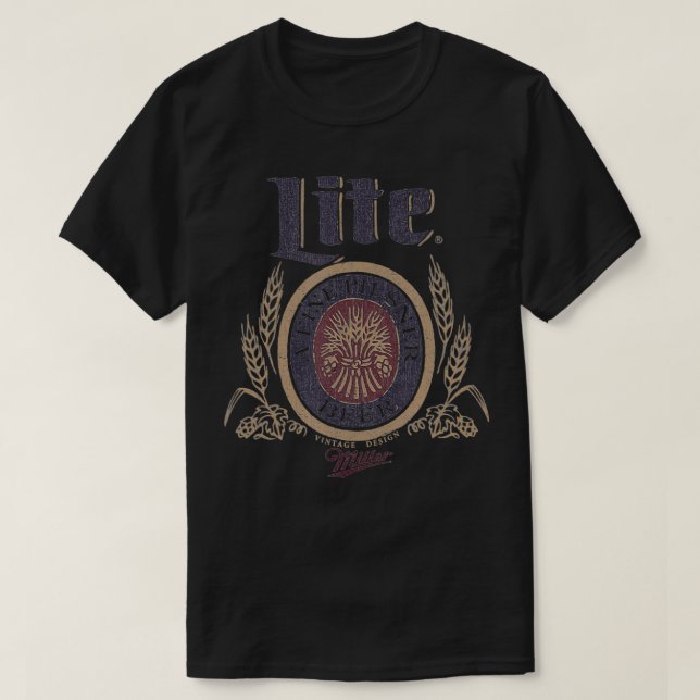 Miller Lite A Fine Pilsner Beer Distressed Logo  T-Shirt (Design Front)